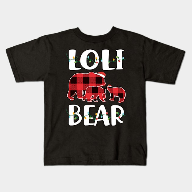 Loli Bear Red Plaid Christmas Pajama Matching Family Gift Kids T-Shirt by intelus